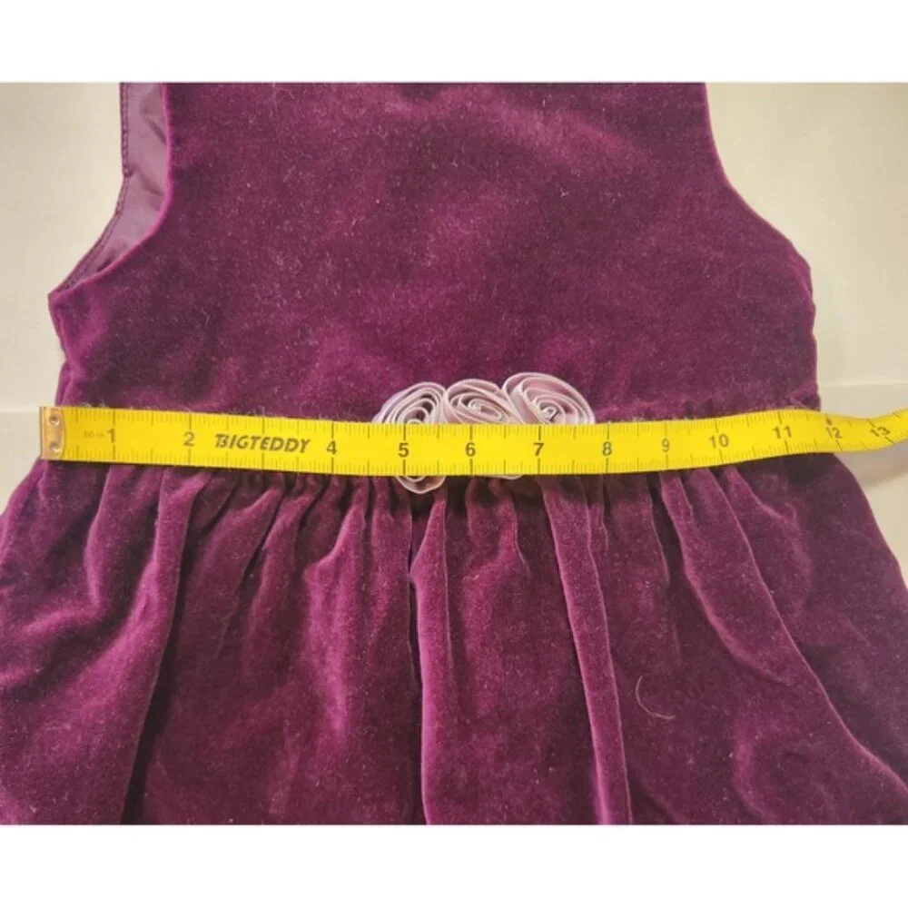 Vintage Gymboree‎ Girls Purple Velvet Rosette Dress 100% Cotton Size 3-4 Years
